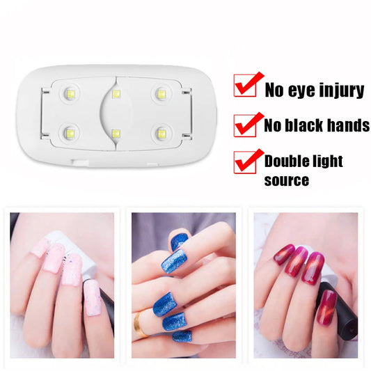 Compact 6W Mini Nail Dryer: Portable LED UV Lamp with USB Cable for Effortless Gel Manicures